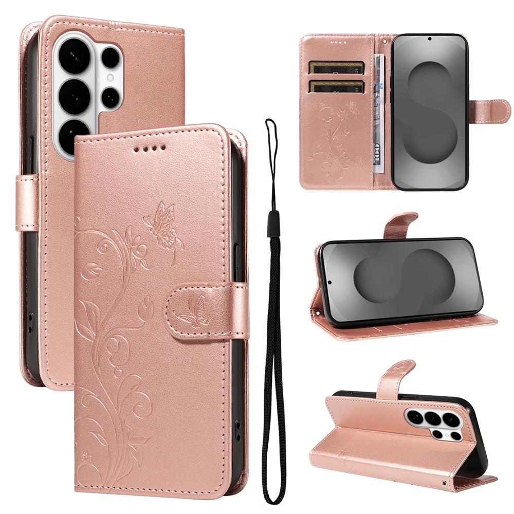 Elegant Butterfly Magnetic Leather Wallet Flip Cover - Premium Quality