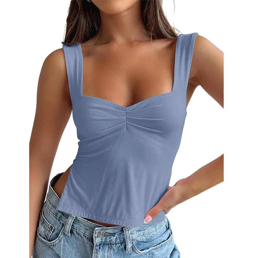 Women's Summer Camisole Top Y2k Tank Top Sexy Spicy Girl Tight Female Pure Color Vent Crop Women's Clothing