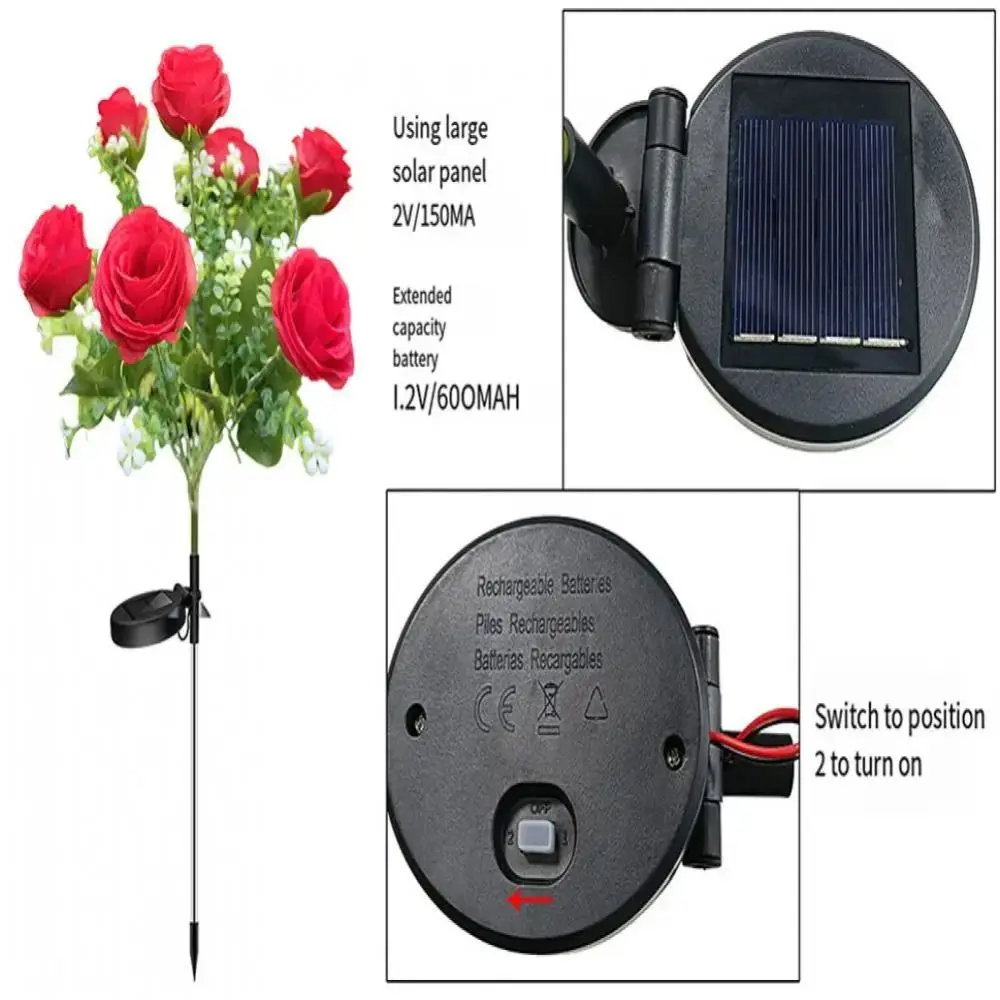 Solar Garden Light Rose Red