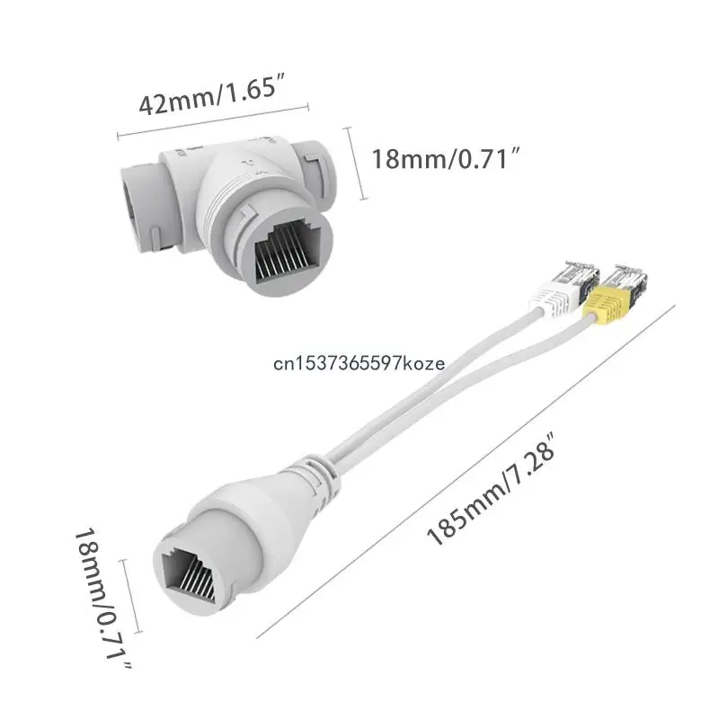 POE 카메라 단순화된 케이블 커넥터 분배기 2-in-1 네트워크 케이블 커넥터 헤드 POE 카메라 설치용 3방향 RJ45