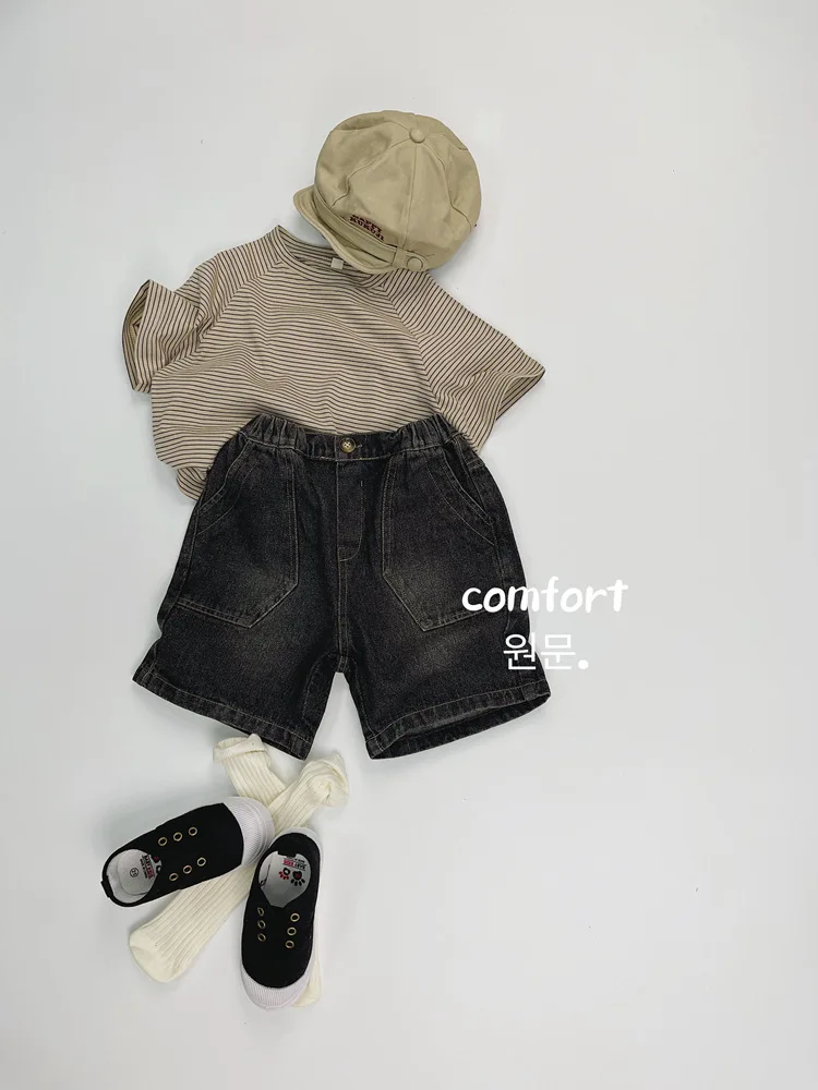 Summer Fashion Children Clothes Boy Girl Baby Loose Striped Basic Short Sleeve T-shirt Thin Kids Cotton Tees Toddler Casual Tops