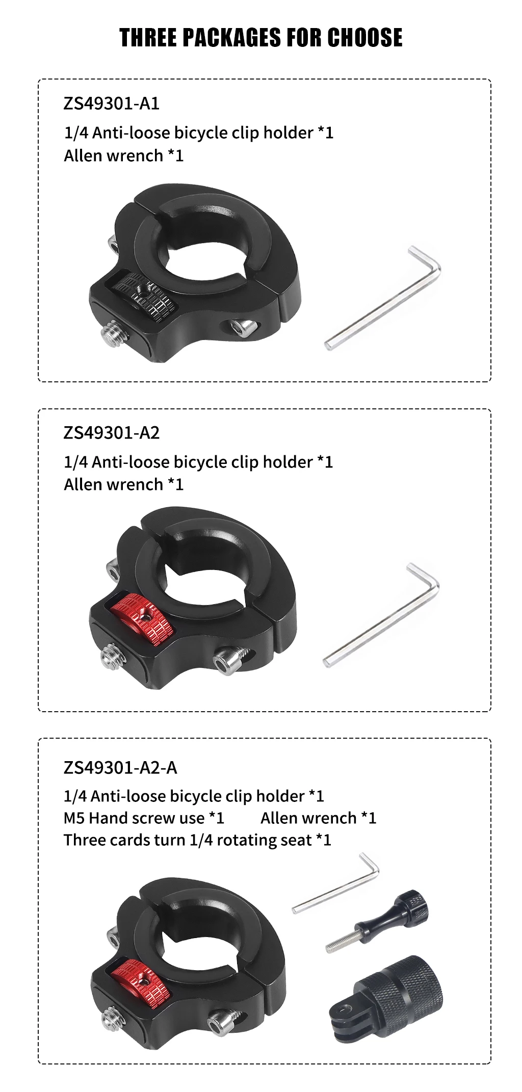 Reinforced Bicycle Handlebar Mount 1/4 Screw Metal for GoPro 13 X5 DJI OSMO 360