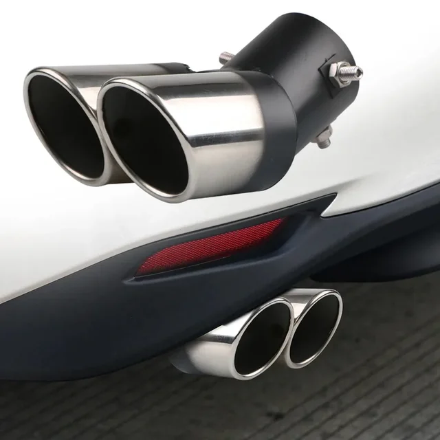 Universal Car Exhaust Muffler Tip Round Stainless Steel Pipe Chrome Exhaust Tail Muffler Tip Pipe Silver Car Accessories Muffler