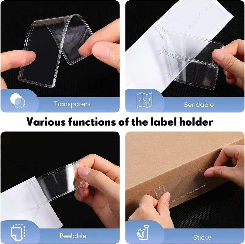 4/32Pcs Label Holders Adhesive Shelf Tag Index Card Pockets Plastic Drawers File Storage Bins Label Holder for Office Kitchen 5