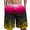 Full Print Fire Pattern Men's Swim Trunks 3D Flame Printed Quick Dry Shorts For Men Beach Surf Board Shorts Swimwear 3