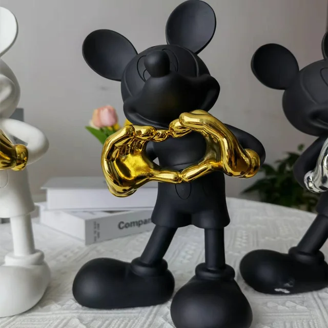 Fashion Electroplating Mickey Mouse Action Figure Simple Modern Collection  29cm Cartoon Model Toys Ornaments Minnie Mouse Statue