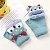 Children Winter Gloves Christmas Cartoon Elk Flip Half-Finger Mittens For Girl Boy Kids Warm Plush Lined Fingerless Glove 5