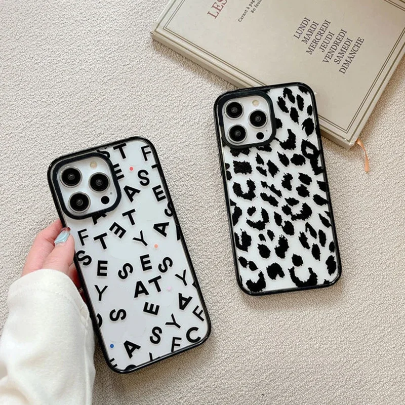 

Upgrade Acrylic Border Leopard Phone Case Cover for IPhone 11 12 13 14 15 Pro Max Case for IPhone 15 Pro Max