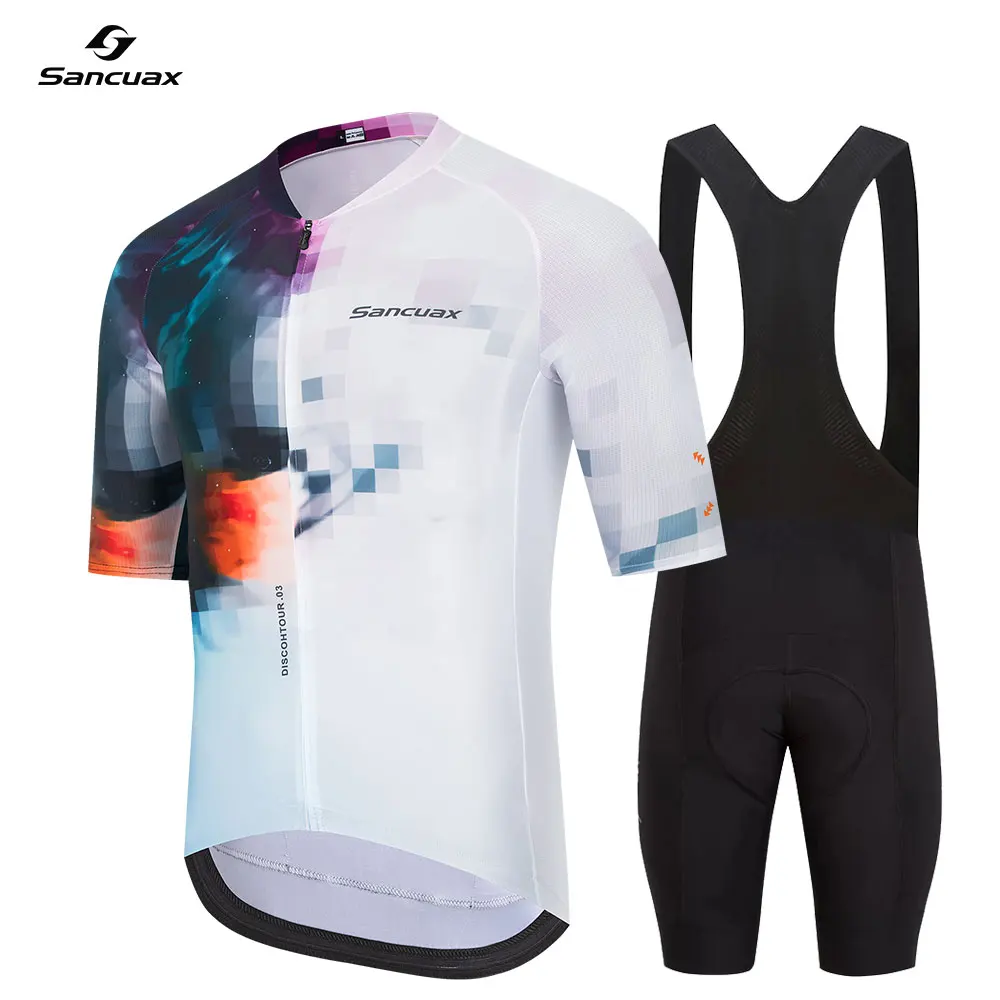 SANCUAX Men's Cycling Jersey Set, Summer Short Sleeve Breathable Road Bike Bicycle Clothing Ropa Ciclismo Maillot - Image 2