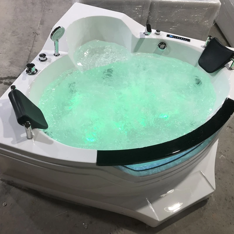 White Sale Modern Indoor Glass Bath Prices Spa Massage Corner Multi Functional Acrylic Jacuzzier Hot Tub Bathtubs & Whirlpools 2