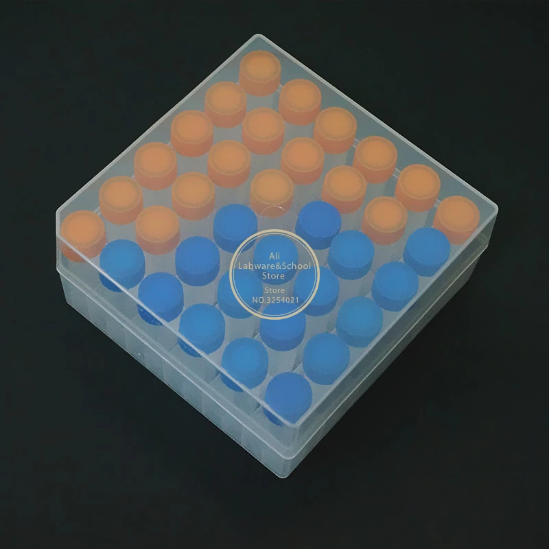 Plastic 5ml Cryovial Colored Screw Cap 1Pcs 36 Vents Plastic Freezing Tube Storage Box For Experiment 36Pcs