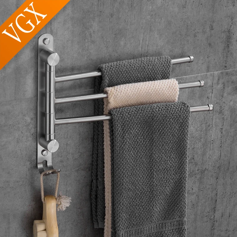 VGX Activity Towel Racks 2-4-Arm Rotating Swivel Towel Bar Antique Wall-hung Bathroom Rack Holder Stainless Steel Brushed towel rack towel holder bathroom facilities
