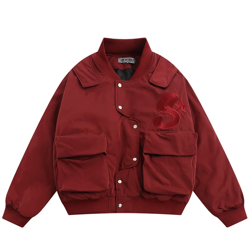 

2022 Winter Unisex Vintage Patchwork Outdoor Multi-function Windbreaker Mens Harajuku Multi-pocket Thick Baseball Jackets Tops