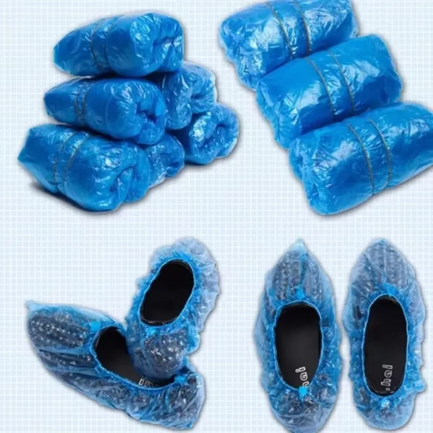 Shoe Covers 100 Pcs Waterproof Medical Boot Covers Plastic Disposable Overshoes Shoe Protector Cover