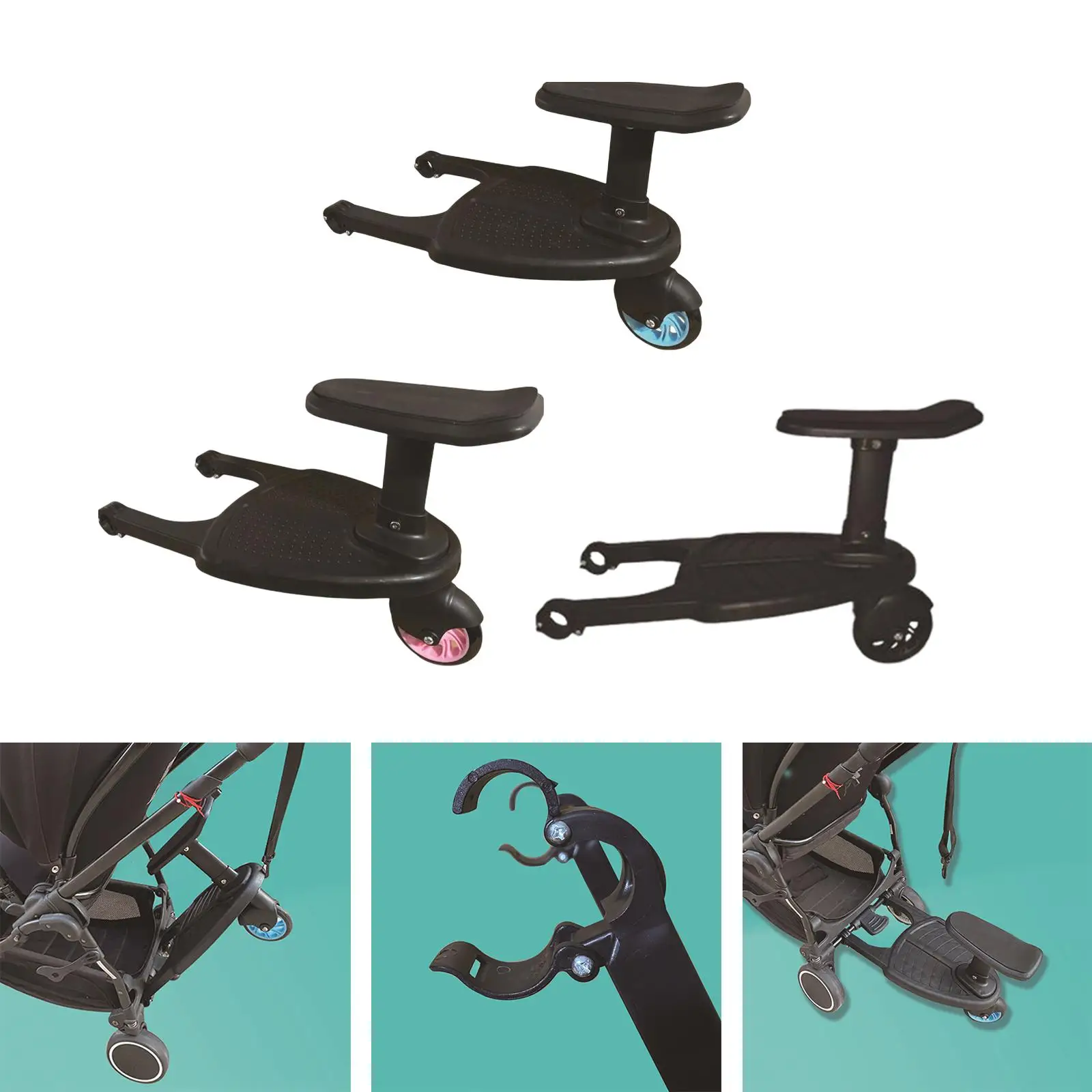 2 in 1 Pram Board Child Kids Standing Plate with Seat Pram Pedal Adapter Pushcart Board with Removable Seat pram board adapter