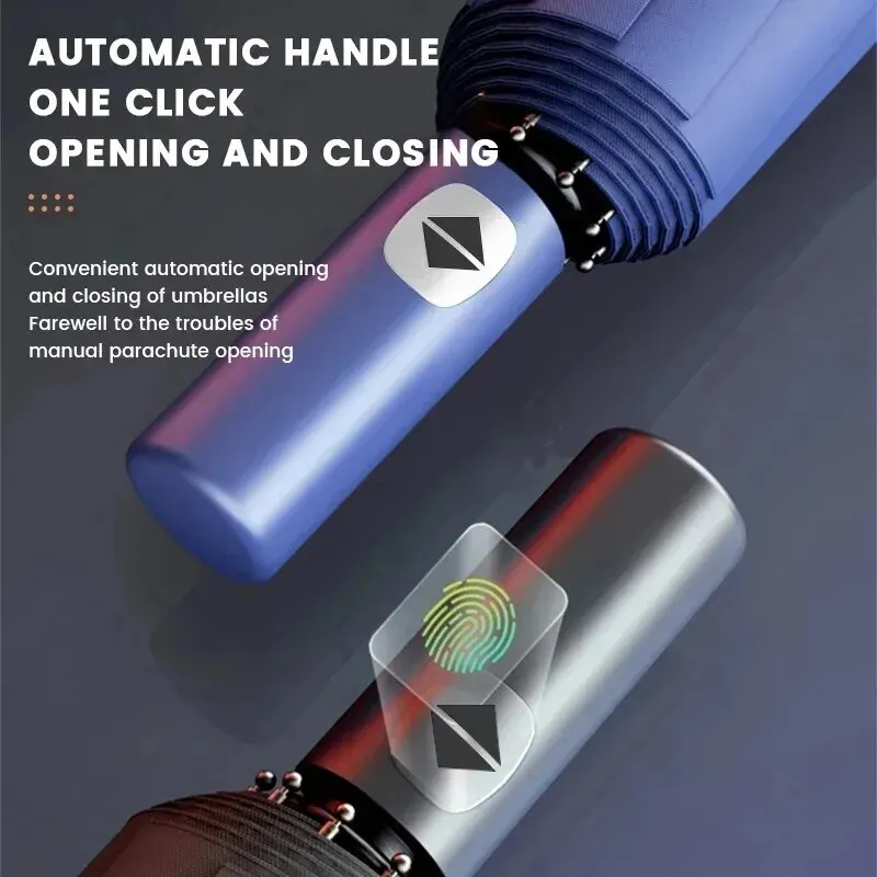 Automatic umbrella 12 Bone Fully Automatic Umbrella With Thick Keel Three Fold UV Resistant Folding