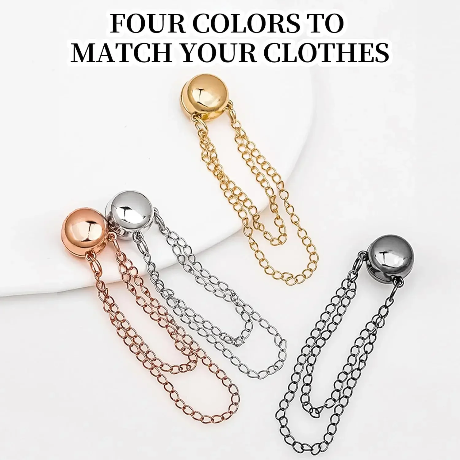 Multi-Function Magnetic Clothing Clip Chain Metal Buttons Clip Clothes Scarf Trouser Legs Cuff Fixing Magnet Pin Decor 1Pc