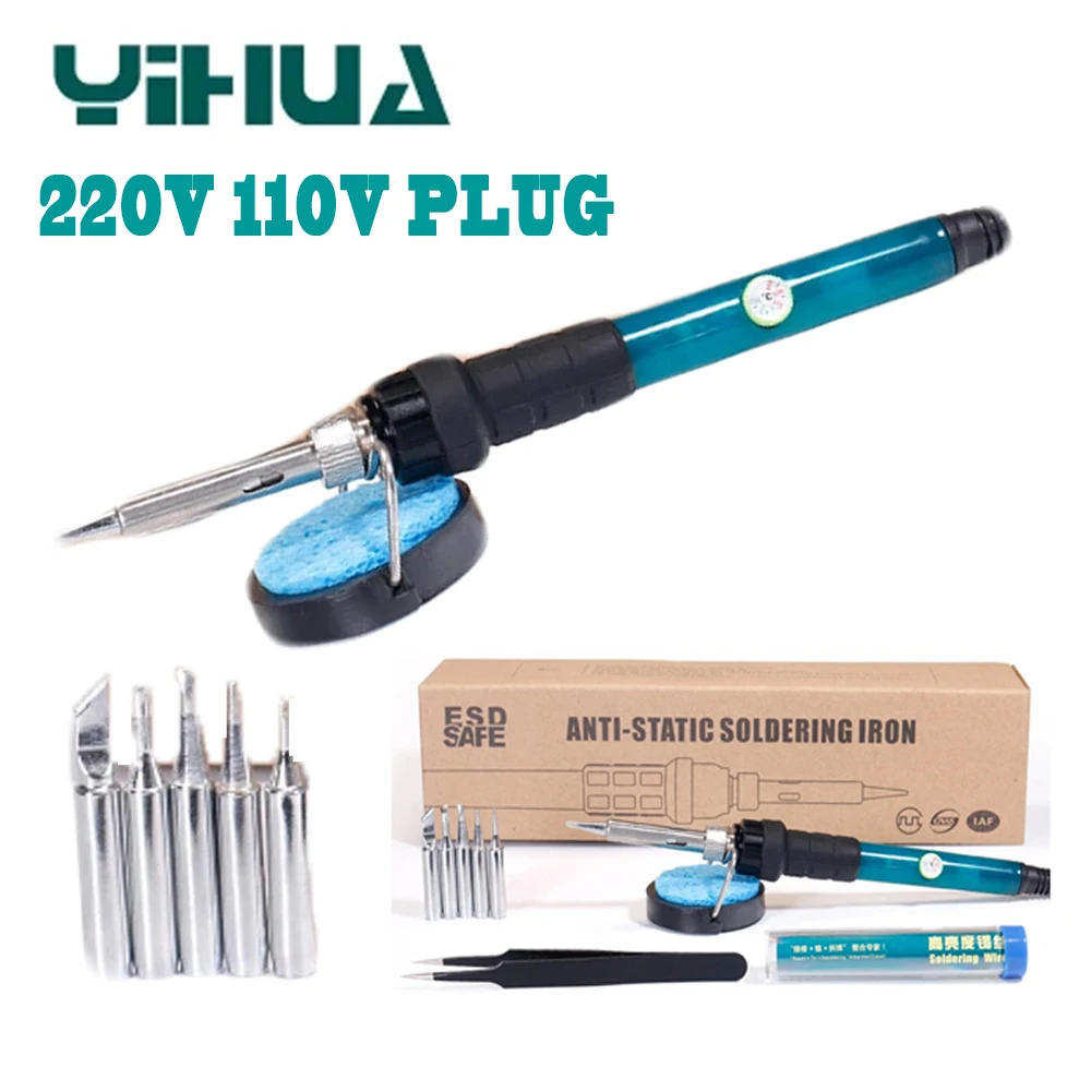 

YIHUA 947-II Solder Iron Temperatable Adjustable 60W Electric Soldering Iron Heat Tips Stand Welding Solder Rework 220V 110V