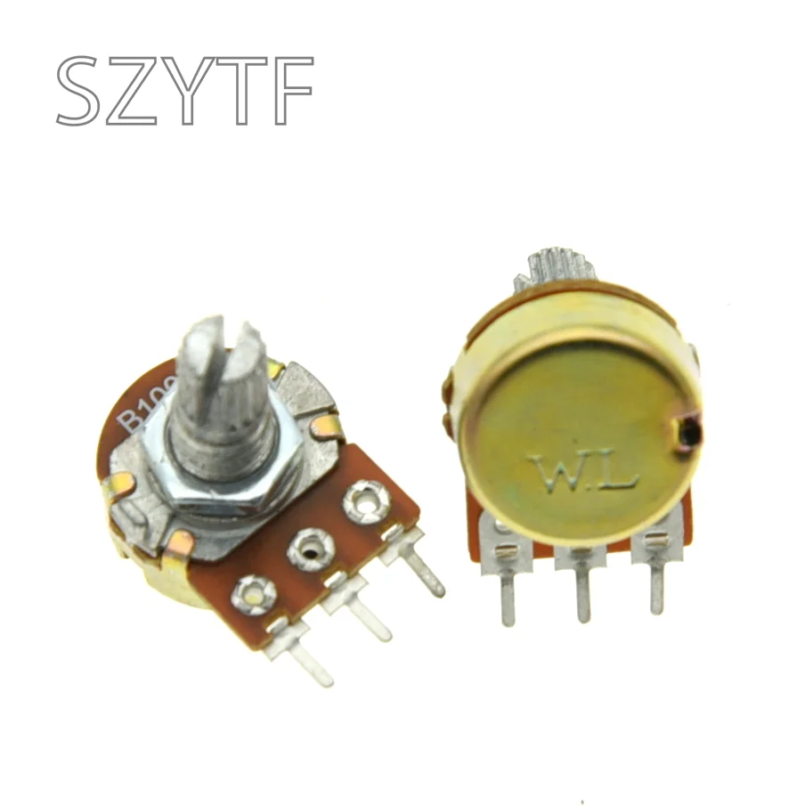 10pcs WH148 Carbon film Potentiometer 15mm Shaft Amplifier Dual Stereo potentiometer 3Pin 1K 2K 5K 10K 20K 50K 100K 500K 1M Ohm