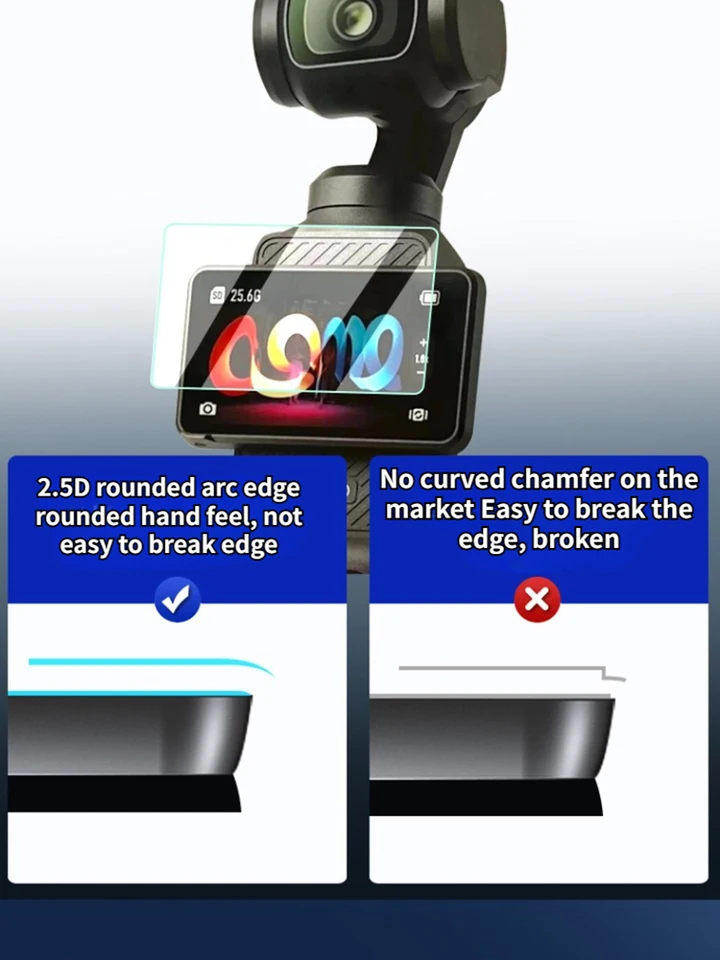 LKTOP Osmo Pocket 3 Lot De 3 Films Protecteurs D'écran Et D'objectif