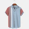 Contrast Stripe Print Tops Summer Fashion Men's Short-sleeved Shirts Casual Business Shirts Daily Street Tops Oversized T-shirts 1