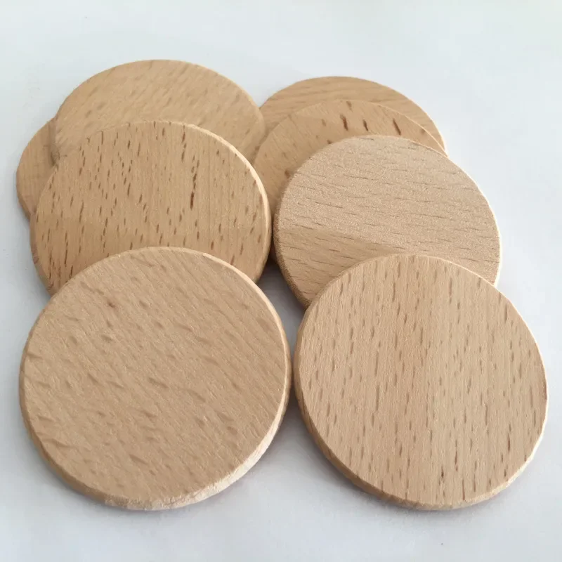 10-100pcs/pack Round Wood Chip Beech Wood 3-7mm Thick Wood Slice for DIY Arts and Crafts Accessories Molar Material