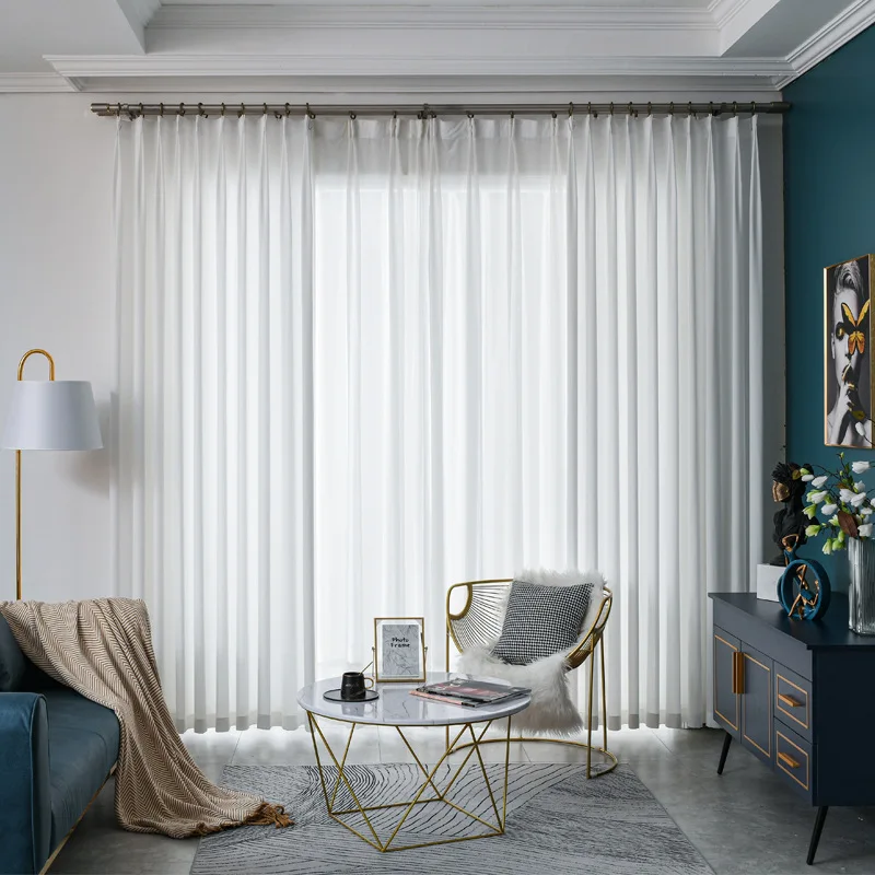 CHAXI White Light Filtering Tulle for Bedroom Thicken Semi Sheer Curtains for Living Room Privacy Assured Scratch Resistant 3
