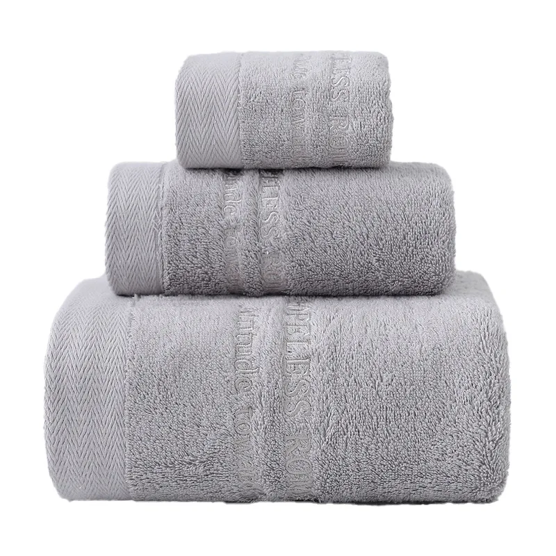 Cotton Absorbent Thick Towel Set Bath Towel Soft Hand Face Comfortable 3pcs/set