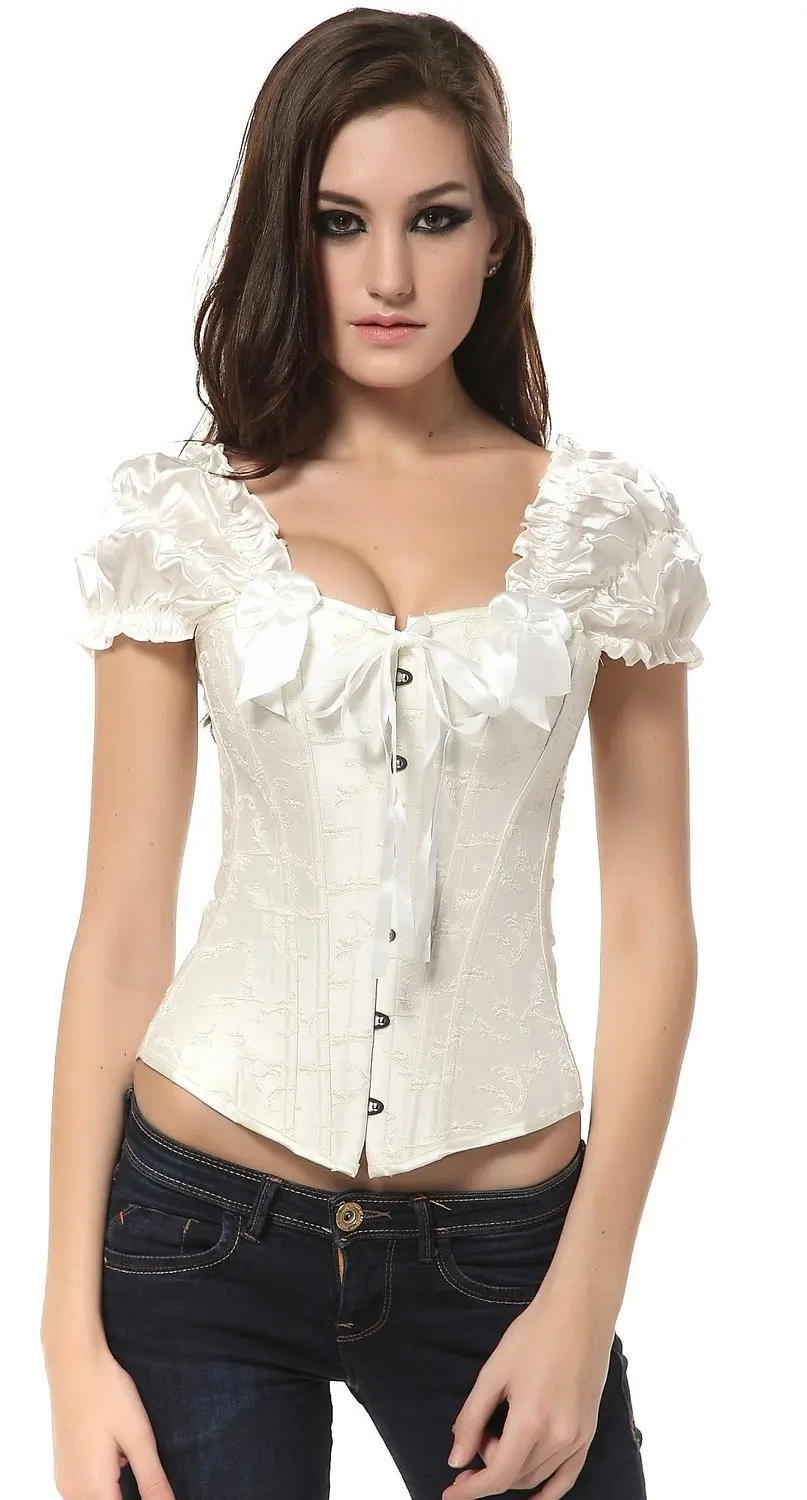 Satin Corsets And Bustiers Gothic Lace Up Vest Overbust Corsets