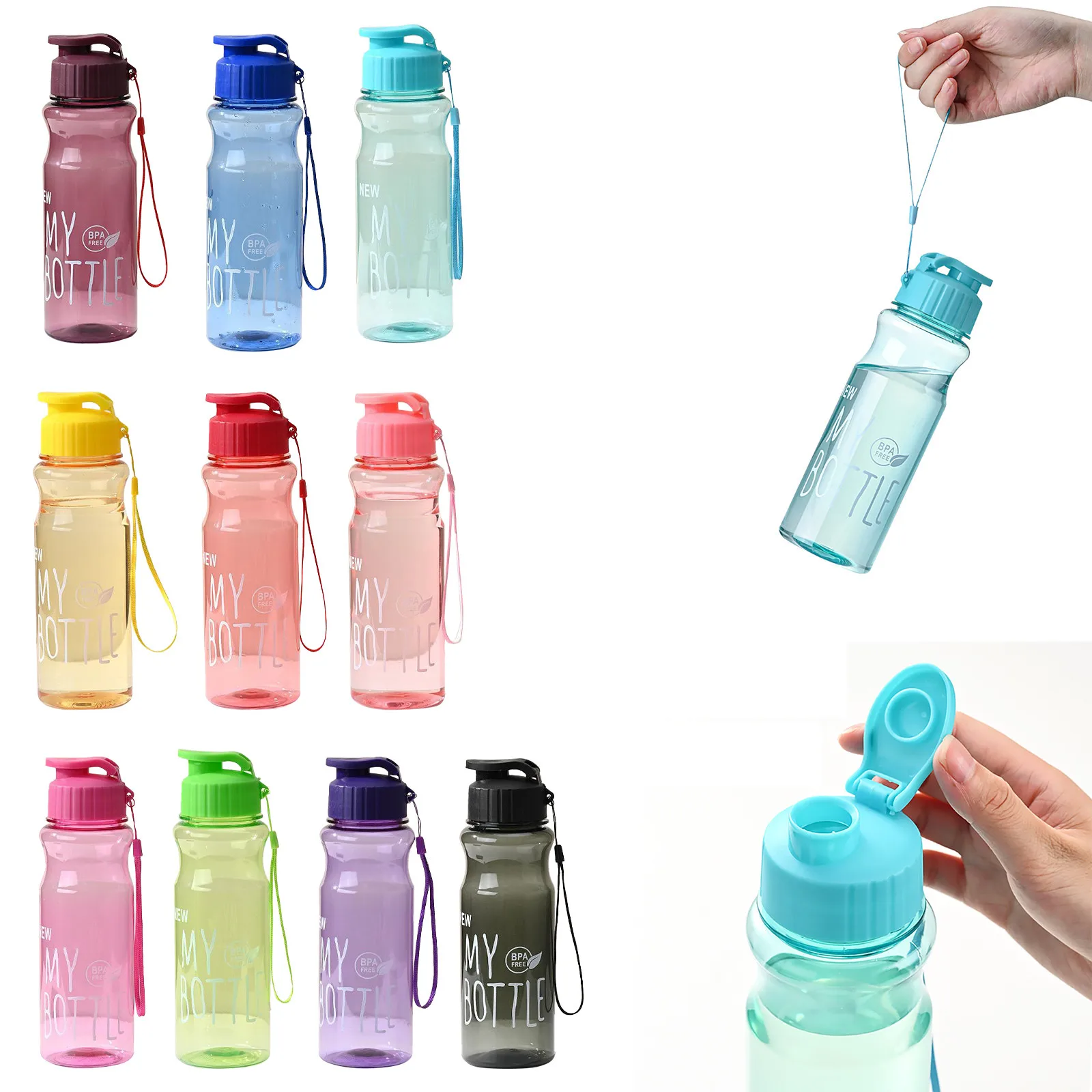 580ml Plastic Water Bottle For Drinking Portable Gym Sport Tea Coffee Cup  Kitchen Tools Kids Water Bottle For School Transparent - AliExpress