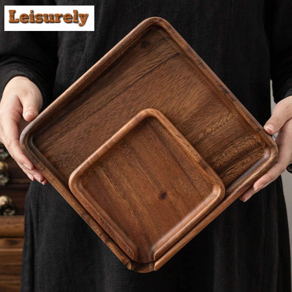Walnut Wood Tea Tray Large and Small Tea Cakes Awakening Tray Tea Appreciation Plate Household Solid Wood Tea Set Accessories