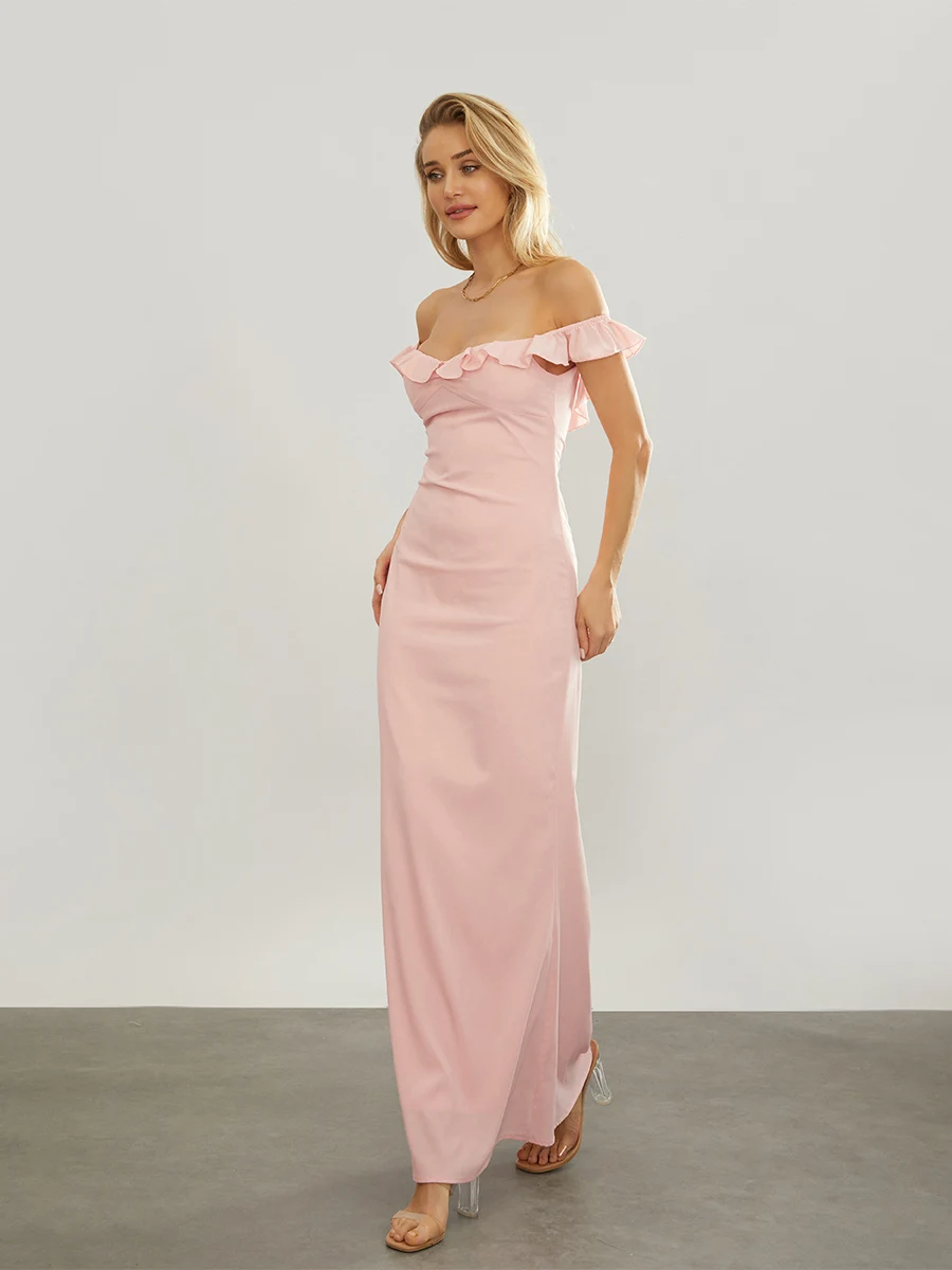 

Женское длинное атласное платье макси, элегантное облегающее платье-труба без рукавов, с открытой спиной и глубоким вырезом, с высоким разрезом, для выпускного вечера