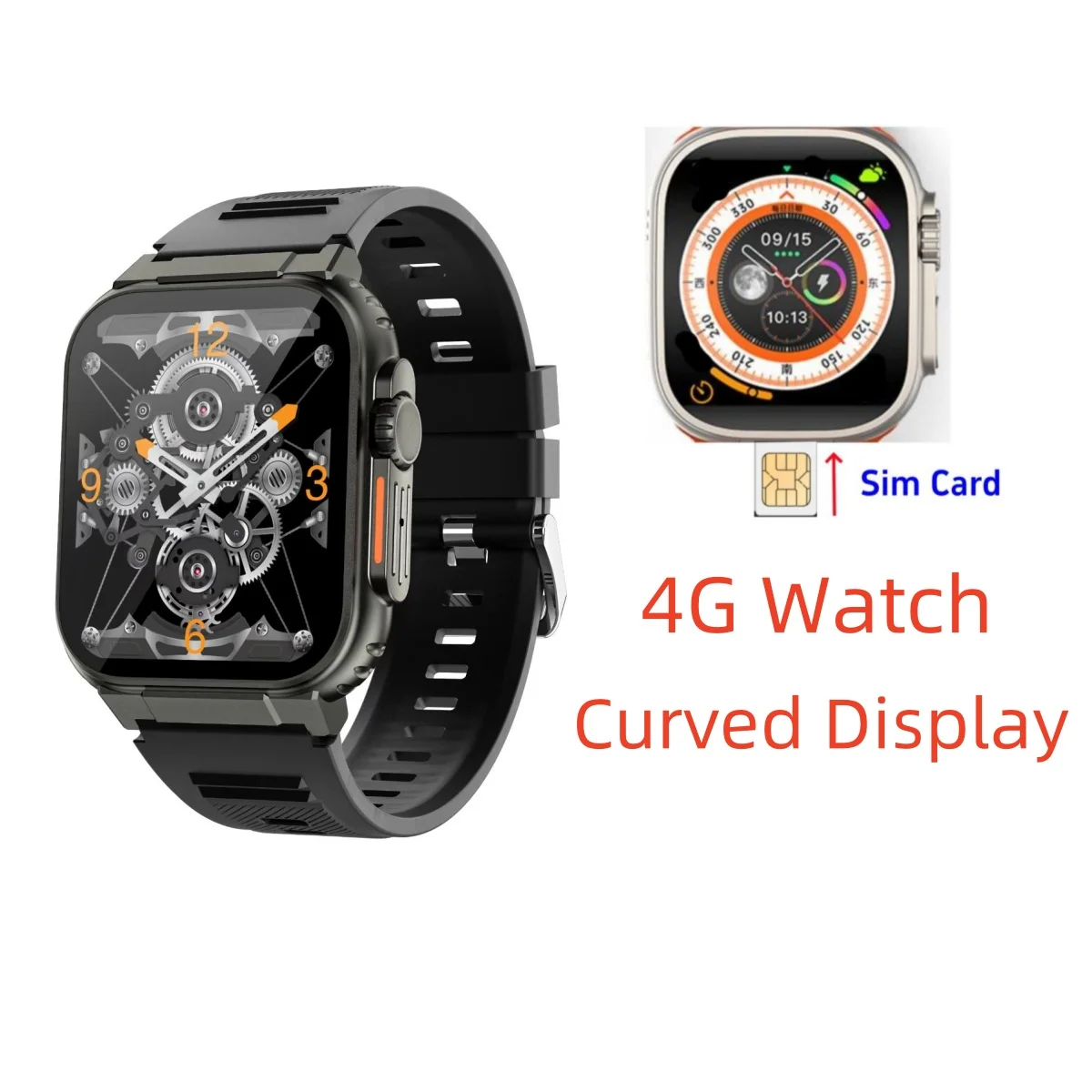 JC02 S9 울트라 4G 안드로이드 스마트워치, 티타늄 합금, 2.2 인치 AMOLED 스크린, 카메라 심, 와이파이, GPS 스마트워치, 구글 플레이 스토어