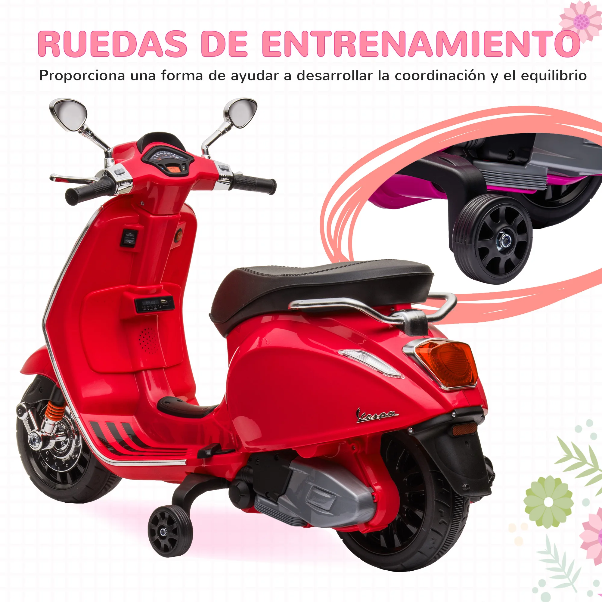 VESPA | ELEKTRISCHE KINDERSCOOTER | 12 VOLT | BLAUW - Kids-Accu Cars VESPA | ELEKTRISCHE KINDERSCOOTER | 12 VOLT | BLAUW - Kids-Accu Cars
