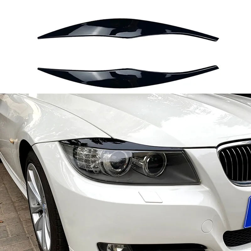 For BMW 3-Series E90 E91 320I 330I 2005-2012 Front Headlight Garnish Strip  Eyebrow Cover Trim Sticker