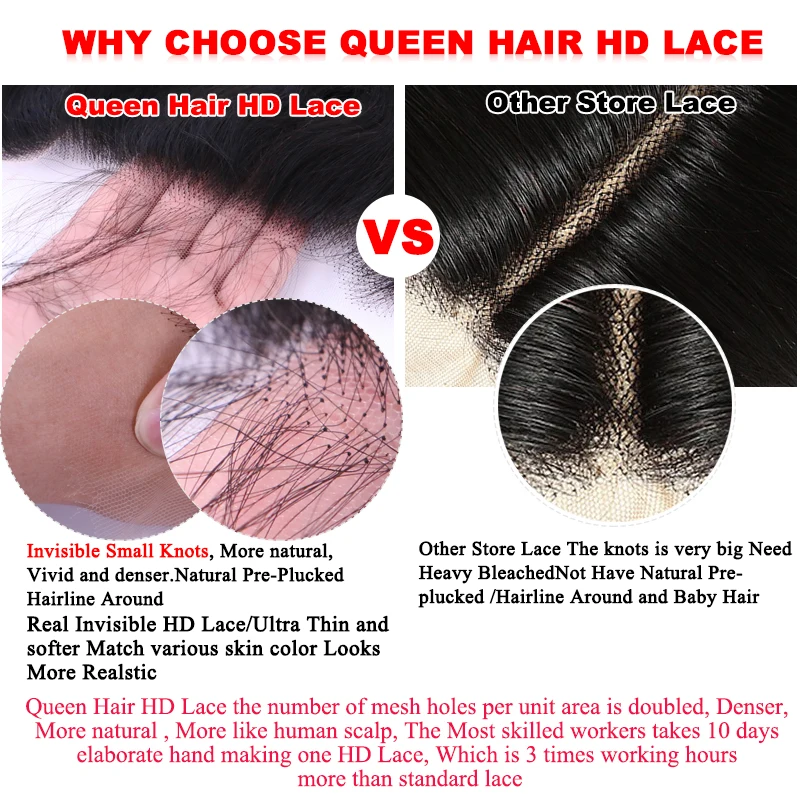 Top Quality Hair Bundles With HD Lace Frontal Melt Skins Brazilian Raw Human Hair Extensions HD Lace Closure With Bundles