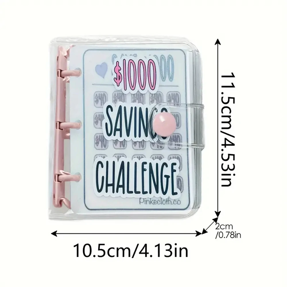 Mini Raccoglitore per Risparmio con Buste da $1000, Mini Raccoglitore per Budget in PVC Lucido Impermeabile e Durevole, Libro per Sfide di Risparmio - immagine 6