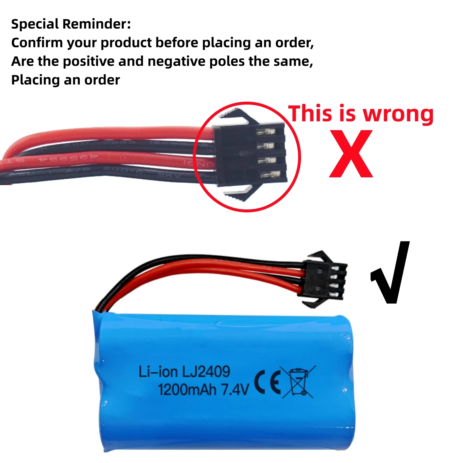 Vue détaillée du connecteur SM-4P sur une batterie 7.4V 1200mAh pour modèles RC.