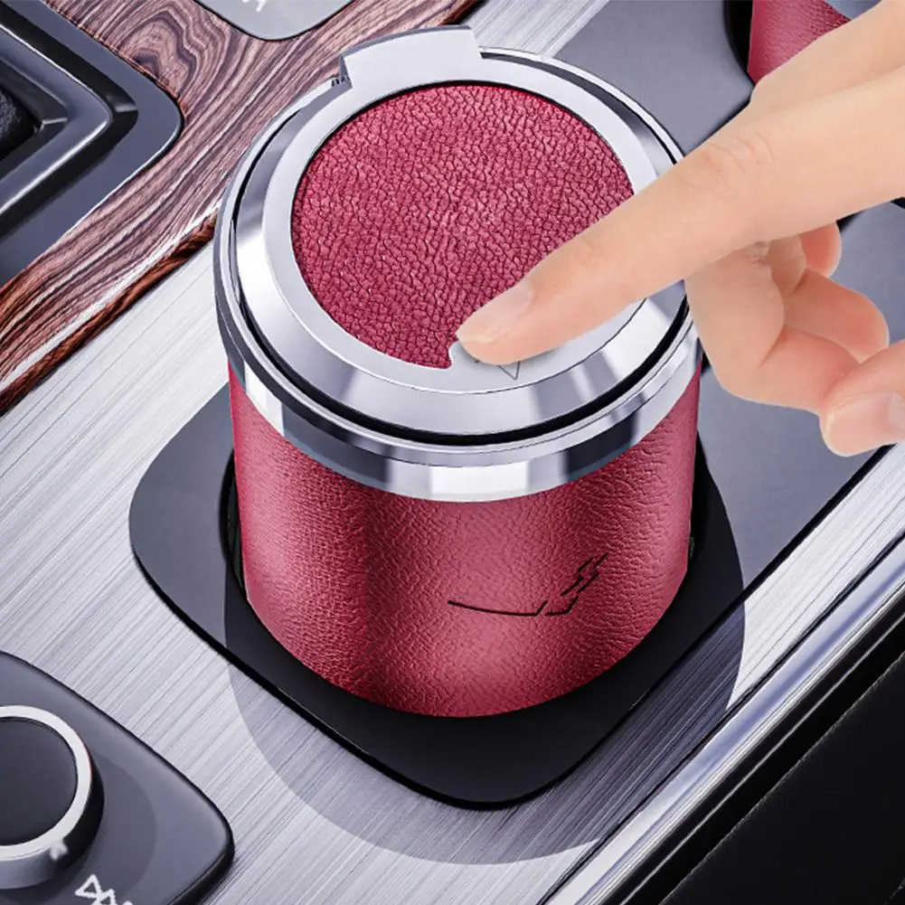 LED 조명이 있는 휴대용 자동차 재떨이 진공청소기, 컵홀더용 밀폐형 냄새방지 미니 쓰레기통, 시가 재떨이 액세서리 G5H9