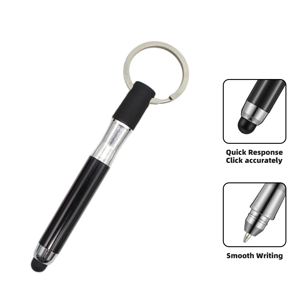 Compact 2-in-1 Touchscreen Stylus and Ballpoint Pen with Keychain