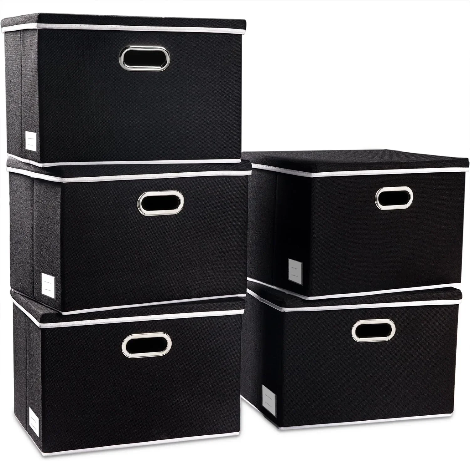 

Large Foldable Storage Box with Lid [5 Pack] Fabric Foldable Storage Storage Box Basket Box with Lid (17.7x11.8x11.8
