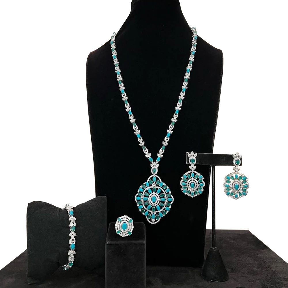 

Missvikki Original Luxury Turquoise Necklace Earrings Jewelry Sets For Women Bridal Wedding Russia Dubai Bridal Party Gift