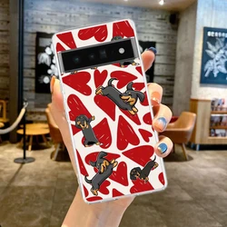 Clear Phone Case with Cute Dachshund Bulldog Design - Soft TPU Cover - Pixel 7 Pro (A5)