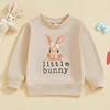 FOCUSNORM 0-5Y Little Kids Girls Boys Easter Sweatshirts T Shirts Letter Rabbit Print Crew Neck Long Sleeve Pullovers Spring Top 3