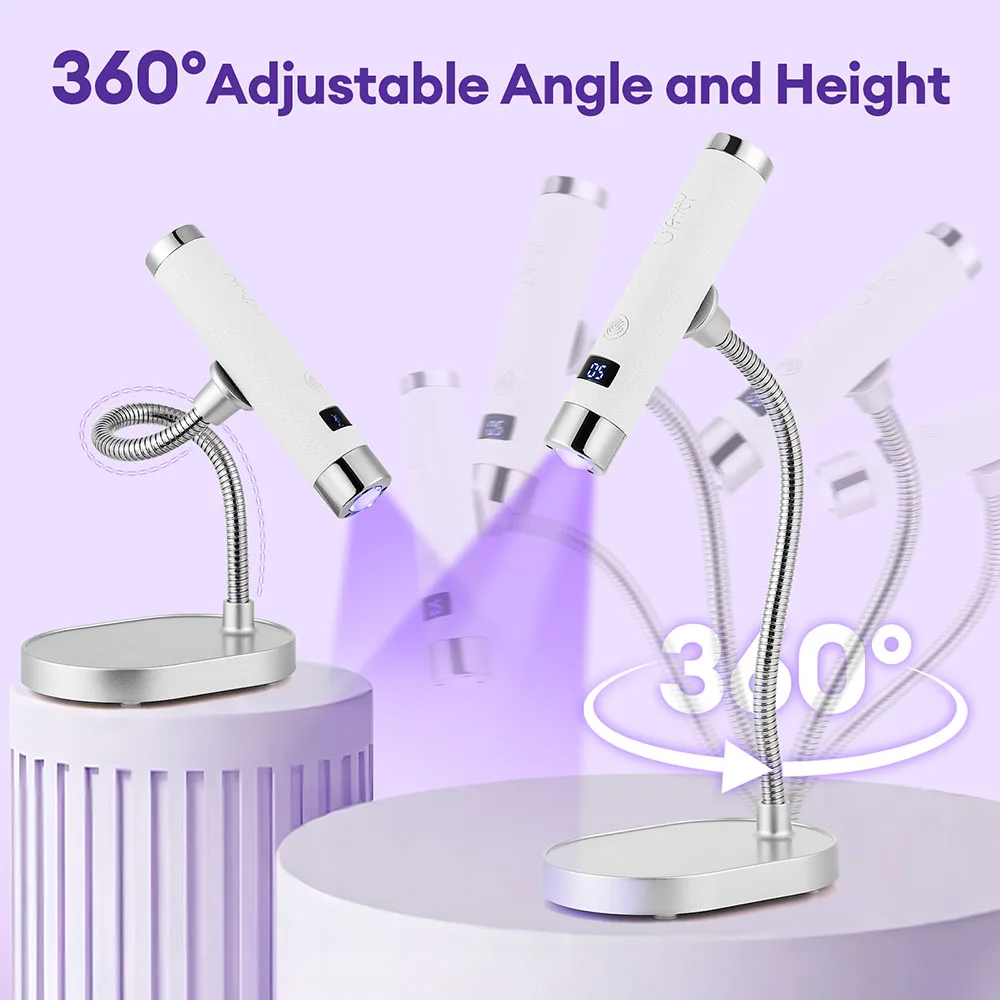 Upgrade 2 in 1 UV Nail Lamp Rechargeable Gel Nails Lamp Manicure Salon Tools Round Open Magnetic Base Less likely to fall Off