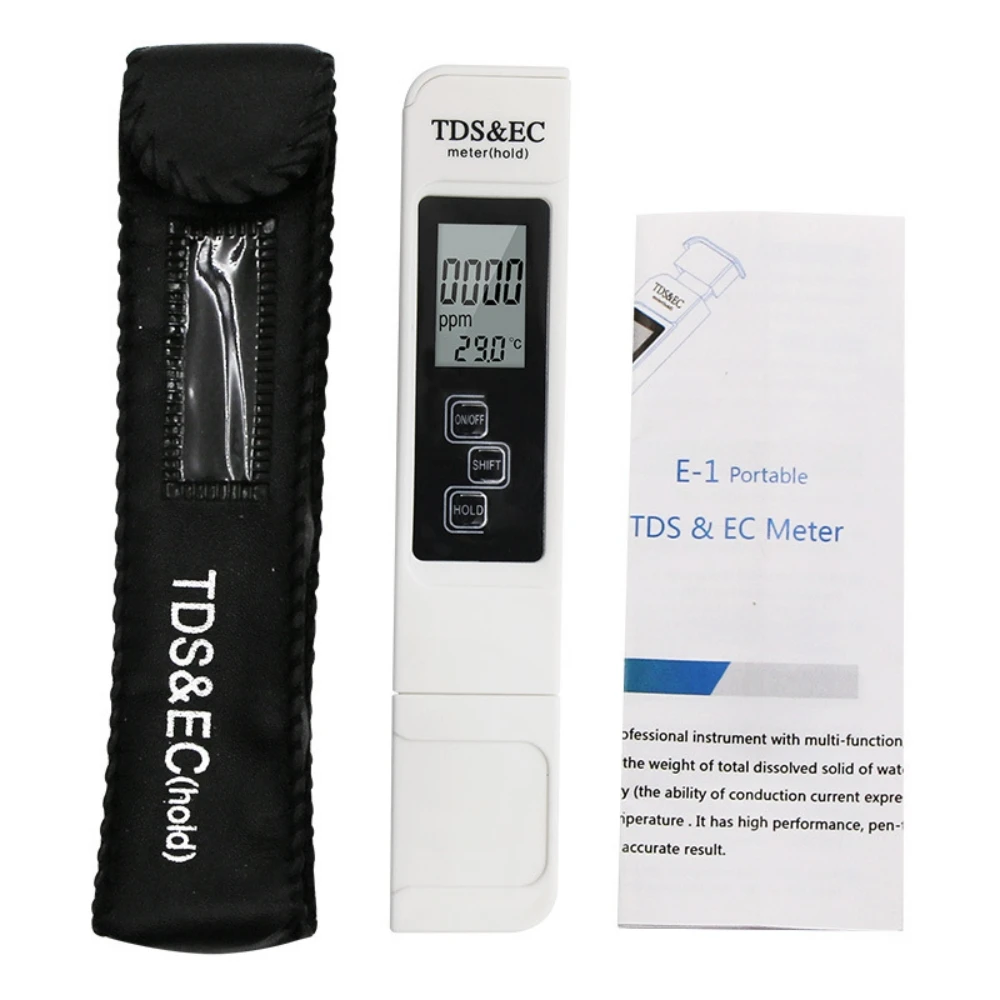Digital Water Quality Tester TDS EC Meter Range 0-9990 Multifunctional Water Purity Temperature Meter TEMP PPM