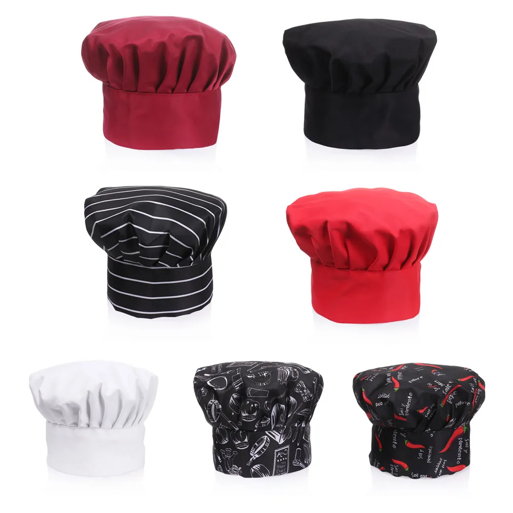 Gorro de Chef ajustable para hombre y mujer, gorro de trabajo a rayas para  restaurante, cocina, Catering, Unisex