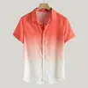 Summer Fashion Men's Short Sleeve Shirts Gradient Color Printed Tops Casual Business Shirts Everyday Street Tops Oversized S-5XL 4