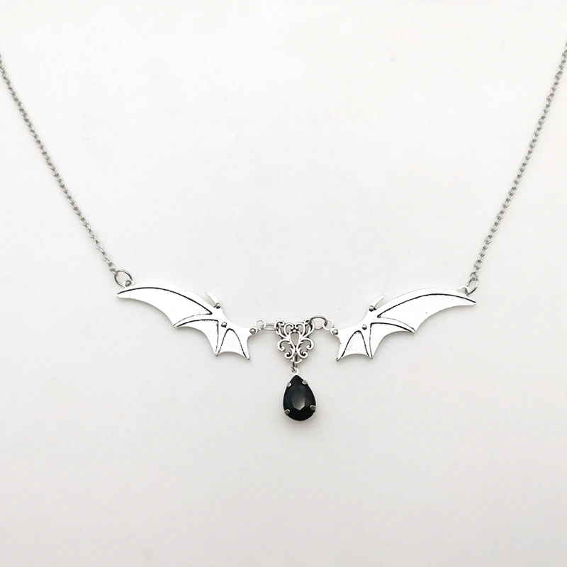Southbankstore Collana Gotica Pipistrello – Ciondolo Ali, Catena 36,5 Cm, Lega Ecologica, Gioiello Punk Per Donne E Ragazze