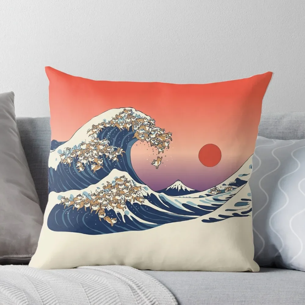 

The Great Wave of Shiba Inu Throw Pillow Sofa Cushion Cover Pillowcases Bed Cushions christmas pillow case Christmas Pillowcase